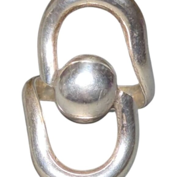 Vintage Sterling Silver 925 Sculptural Modernist Ring - Picture 2 of 4